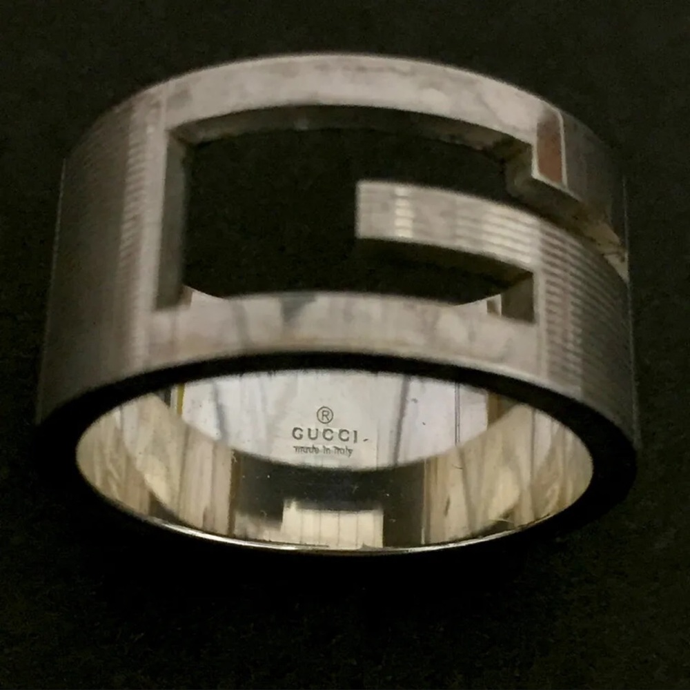 GUCCI G Logo SZ 4.5 US Sterling Silver Band 925 Wide Ring - Picture 4 of 16